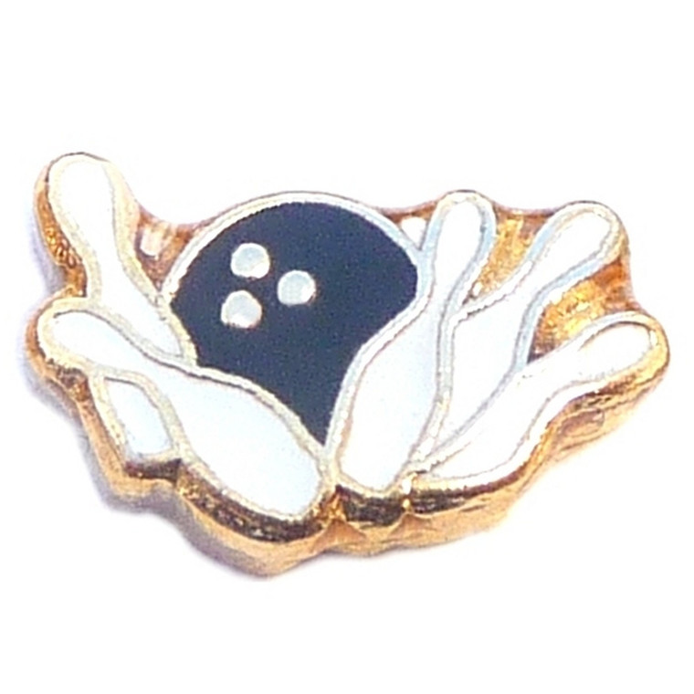 Bowling Ball Knocking Over Pins Floating Locket Charm