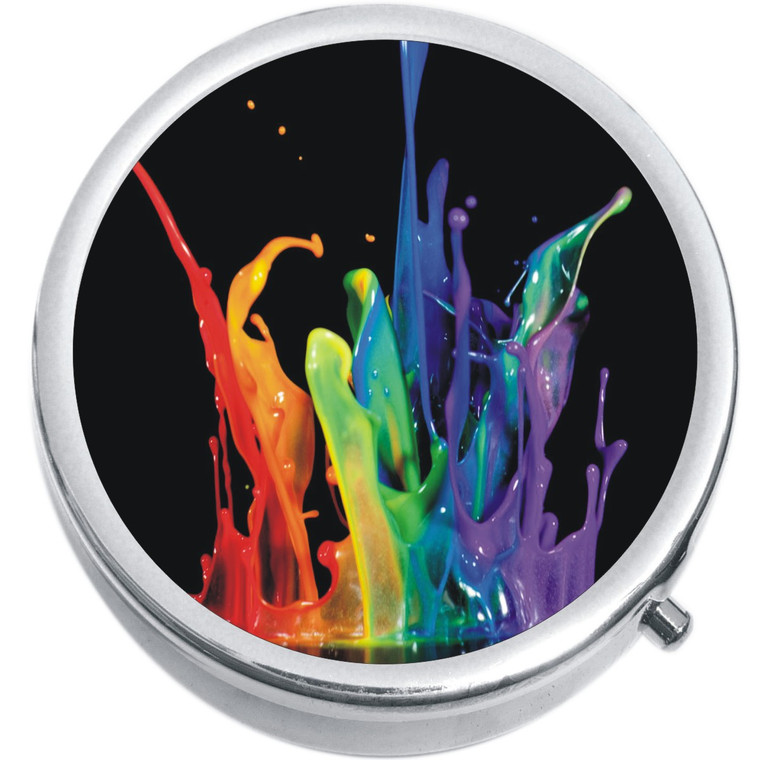 Rainbow Paint Splash Medical Pill Box