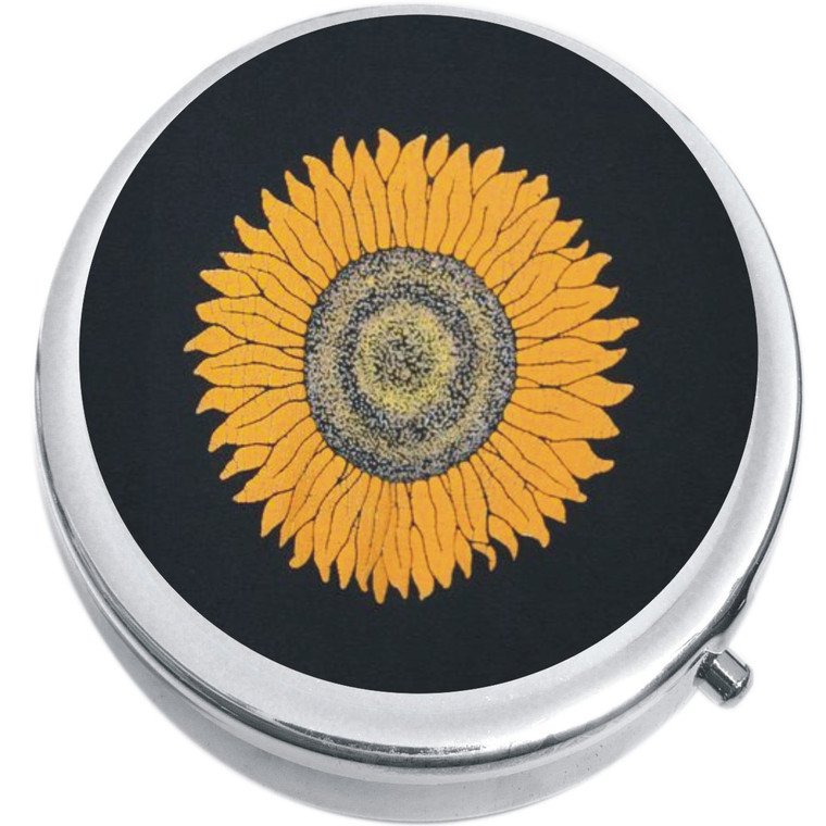 Sunflower on Black Medical Pill Box