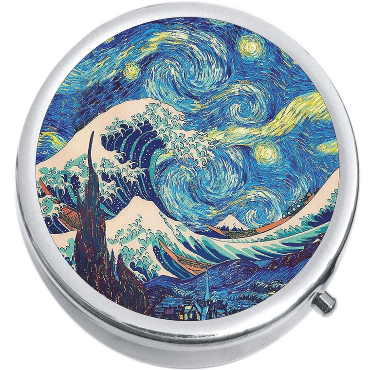 The Great Wave Starry Night Medical Pill Box