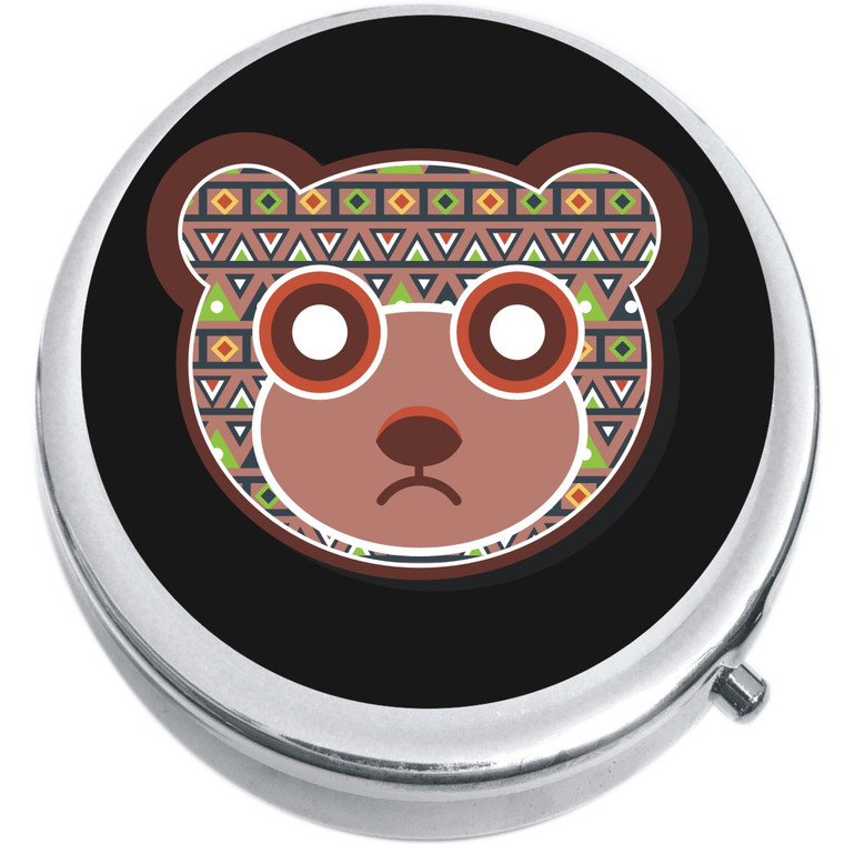 Aztec Bear on Black Medical Pill Box
