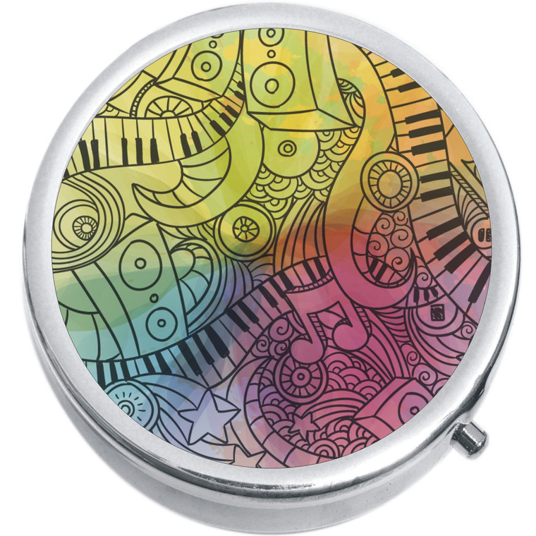 Colorful Music Note Piano Pattern Medical Pill Box