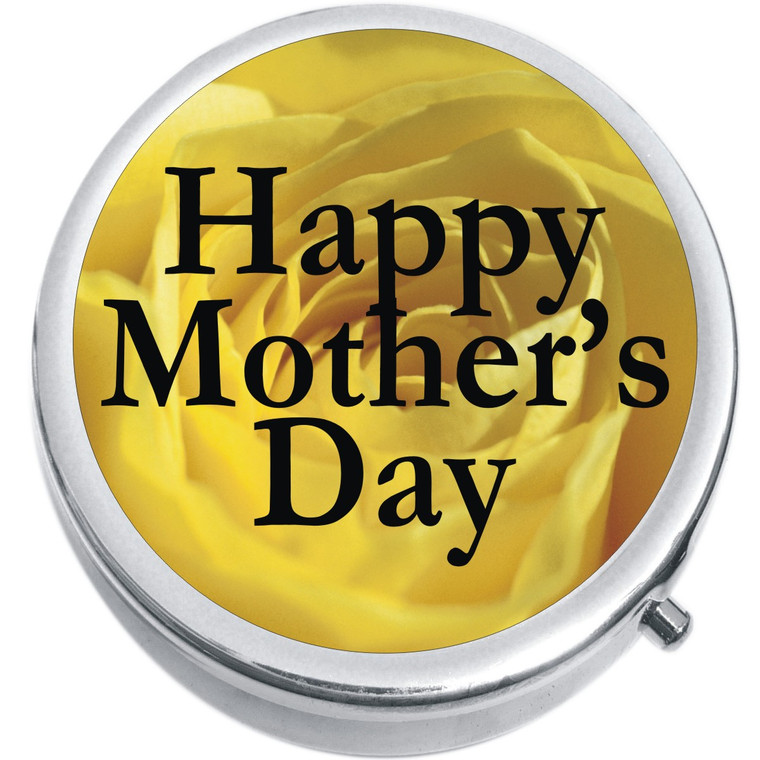 Happy Mothers Day Yellow Flower Pill Box