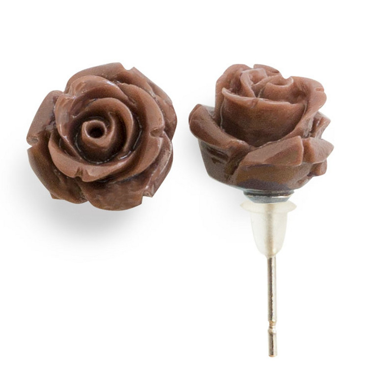 Flower Earrings Chocolate Rose