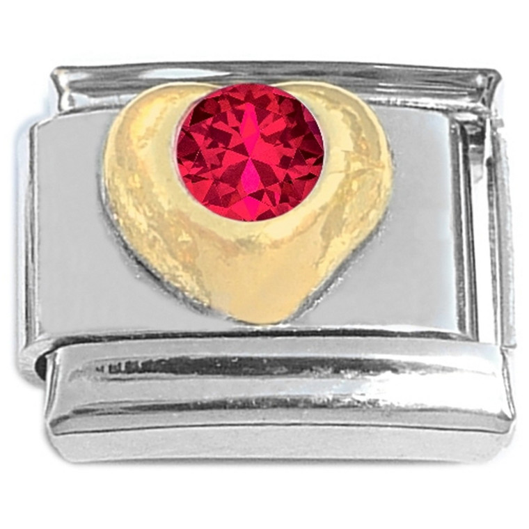 Small Heart July Italian Charm