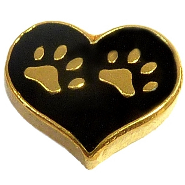 Heart Paw Prints Floating Locket Charm