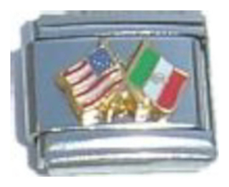American And Mexican Flag Italian Charm