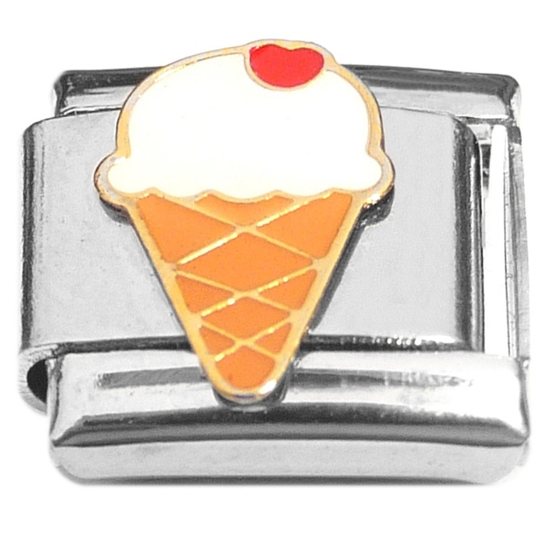 White Ice Cream Cone Italian Charm