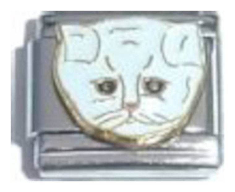 White Cat Face Italian Charm