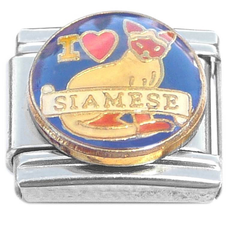 I Love Siamese Cat Italian Charm