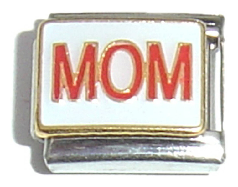Mom Red on White Italian Charm