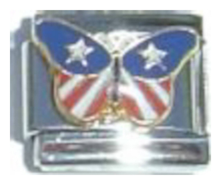 American Flag Butterfly Italian Charm