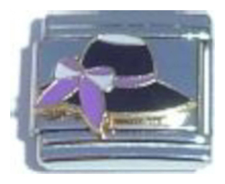 Black Hat Purple Bow Italian Charm