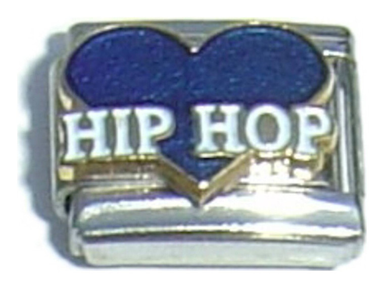 Hip Hop Dark Blue Heart Italian Charm