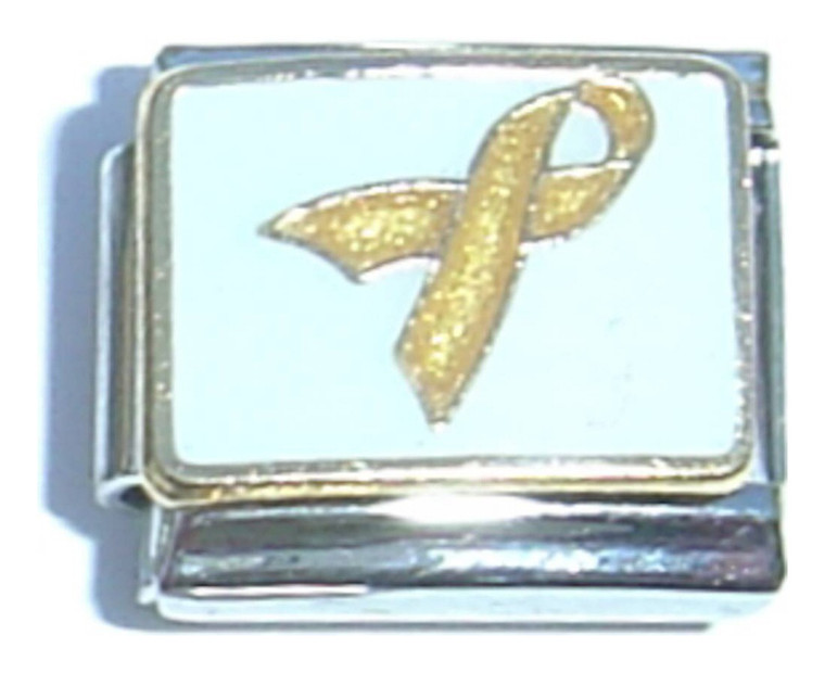 Gold Ribbon Italian Charm