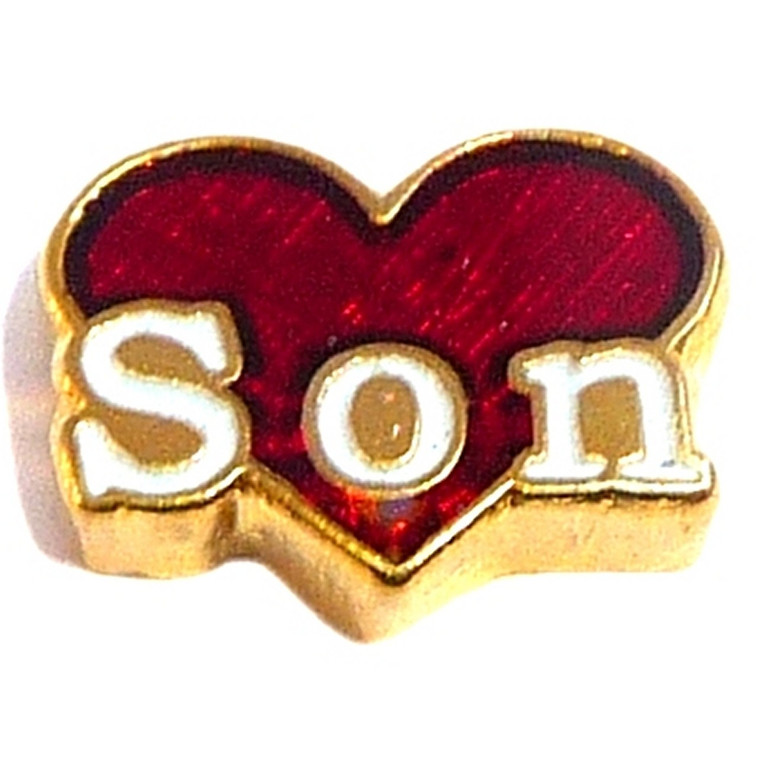 Son On Heart Floating Locket Charm