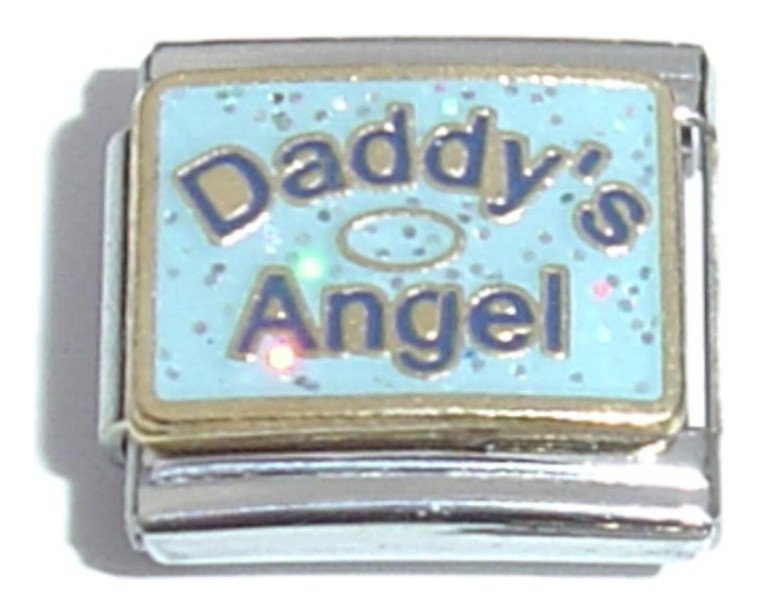 Daddy's Angel On Blue Italian Charm