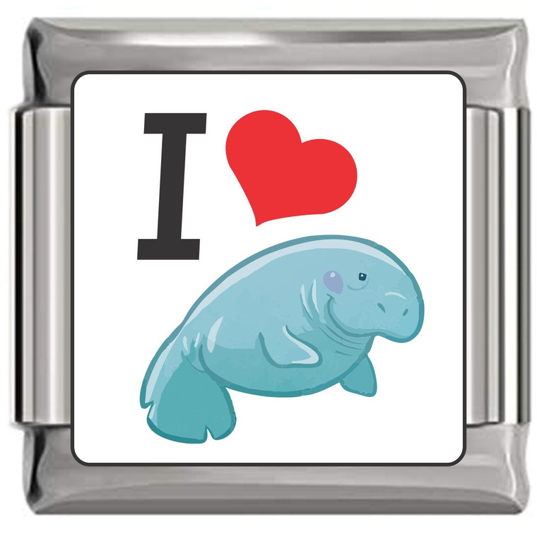 I Love Manatees Italian Charm
