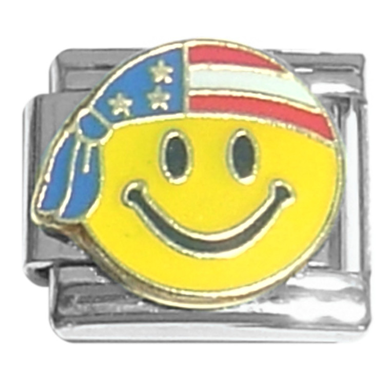 Smiley Face With Flag Bandana Italian Charm
