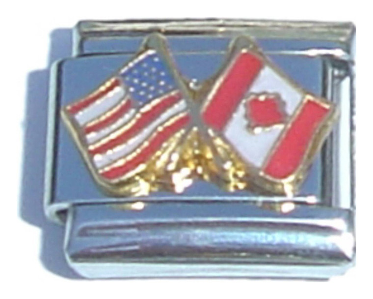 American And Canadian Flags Italian Charm