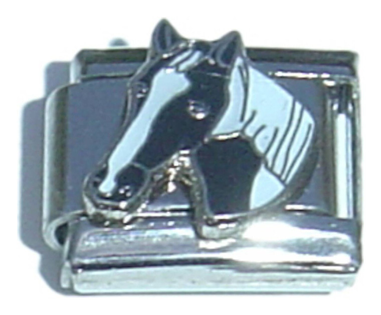 Black Horse Head Italian Charm