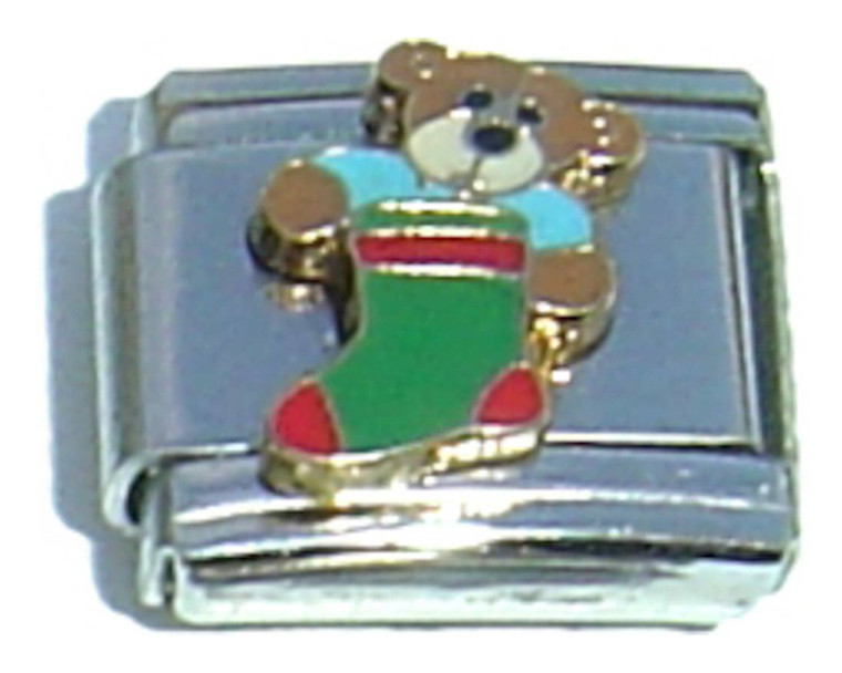 Bear In Stocking Italian Charm