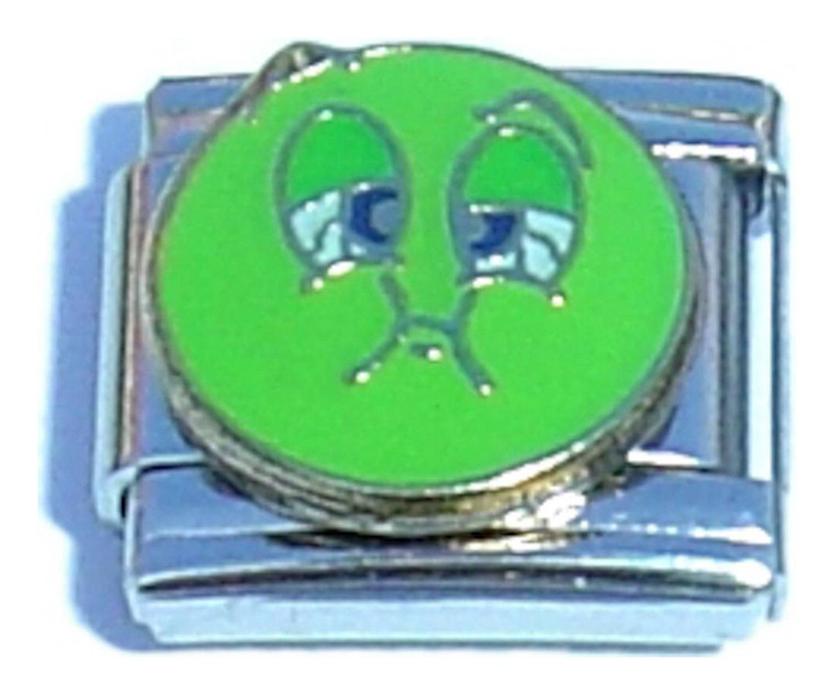 Green Sick Smiley Italian Charm