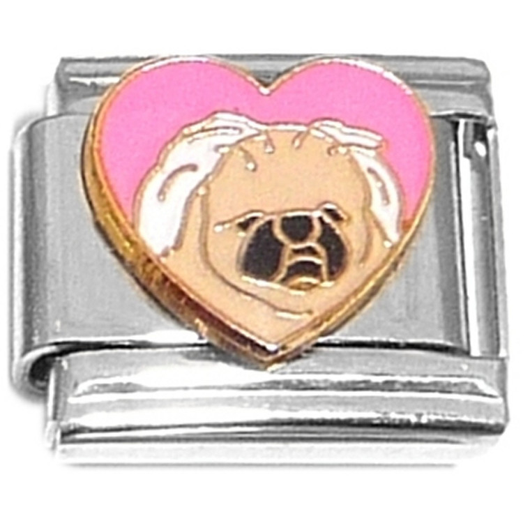 Dog In Pink Heart Italian Charm
