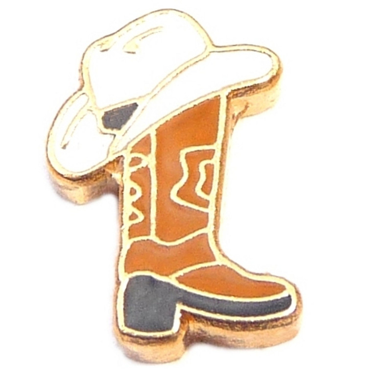 Cowboy Boot And Hat Floating Locket Charm