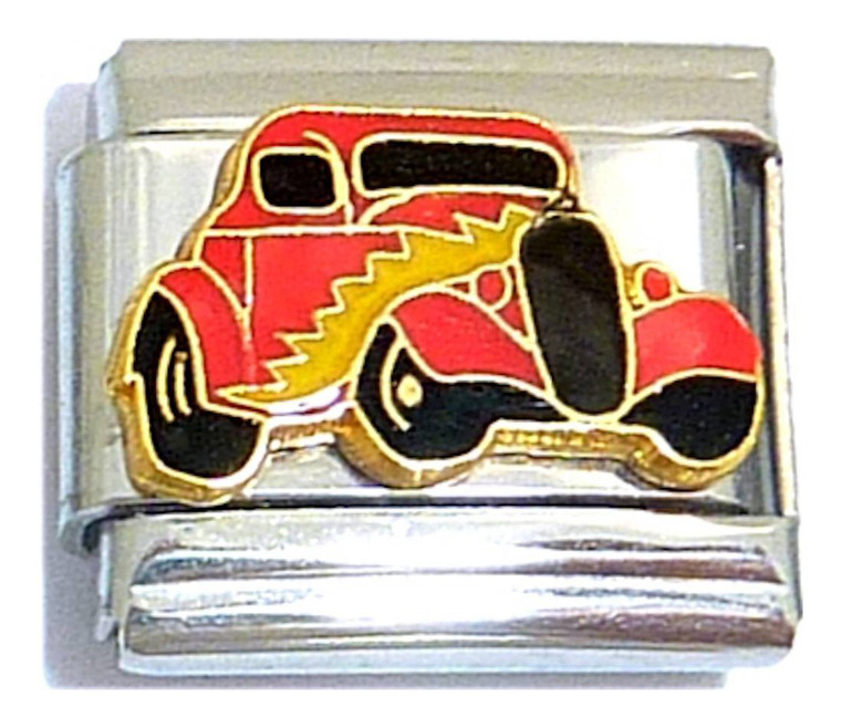 Car Red With Yellow Italian Charm
