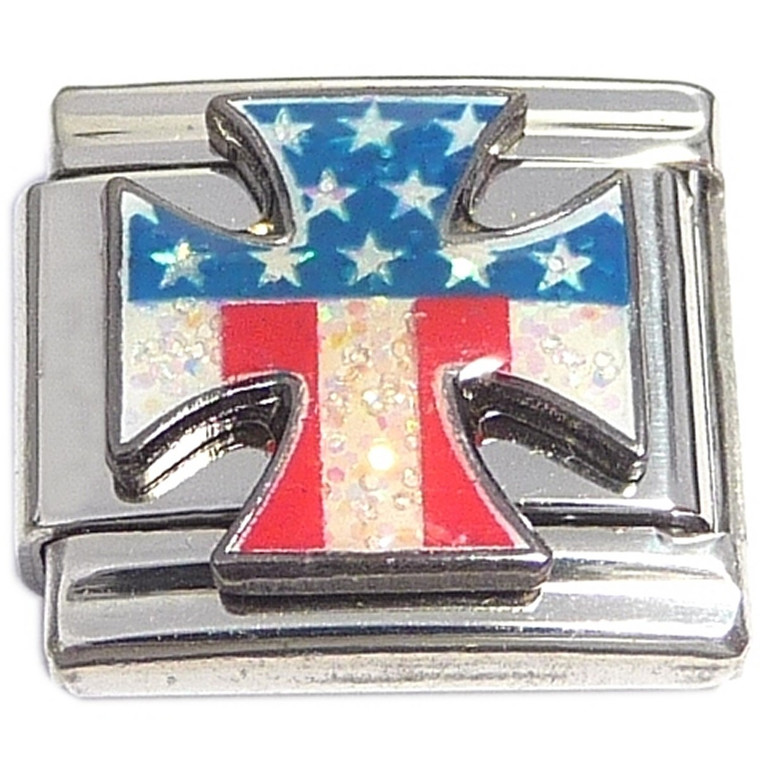 Independent Symbol Red White Blue Glitter Italian Charm
