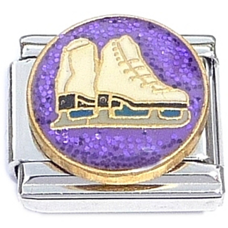 Ice Skates on Purple Italian Charm