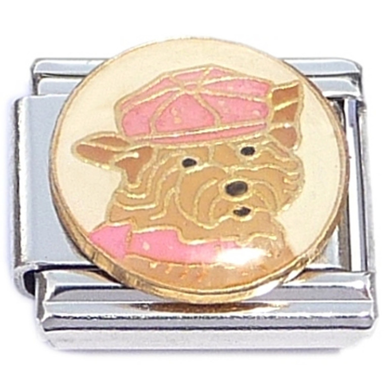 Puppy Dog Pink Hat Italian Charm