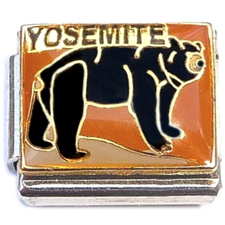 Yosemite Bear on Brown Italian Charm