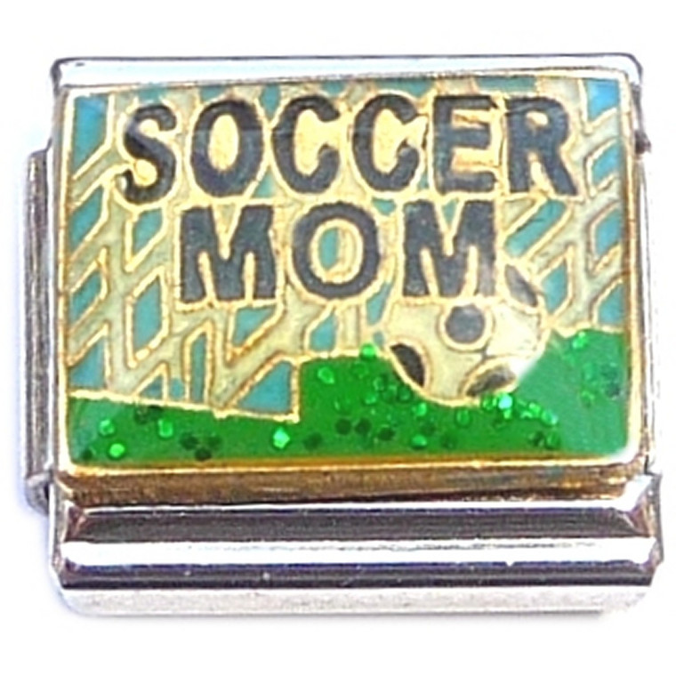 Soccer Mom Black Letters Italian Charm