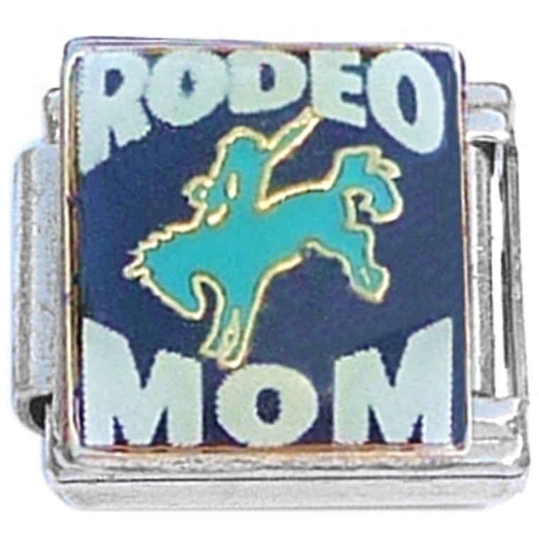 Rodeo Mom Riding Horse or Bull on Black Italian Charm