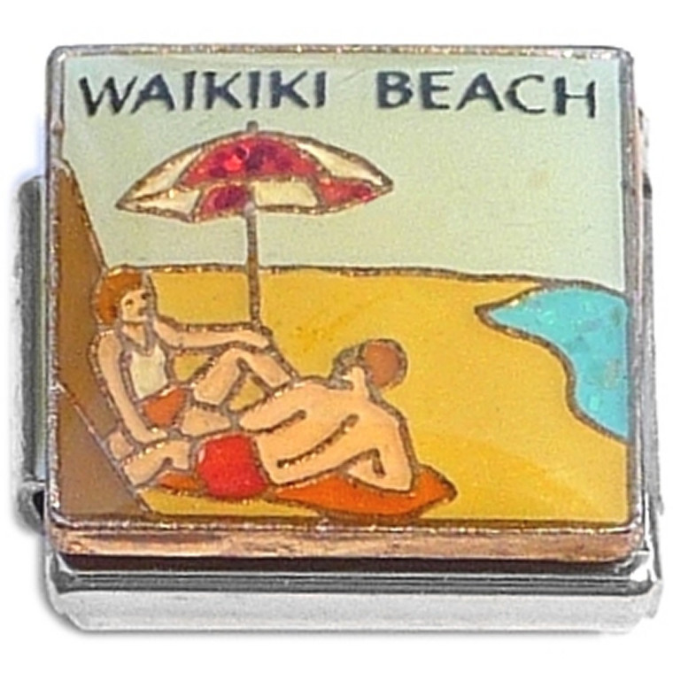 Waikiki Beach Umbrella Couple Italian Charm