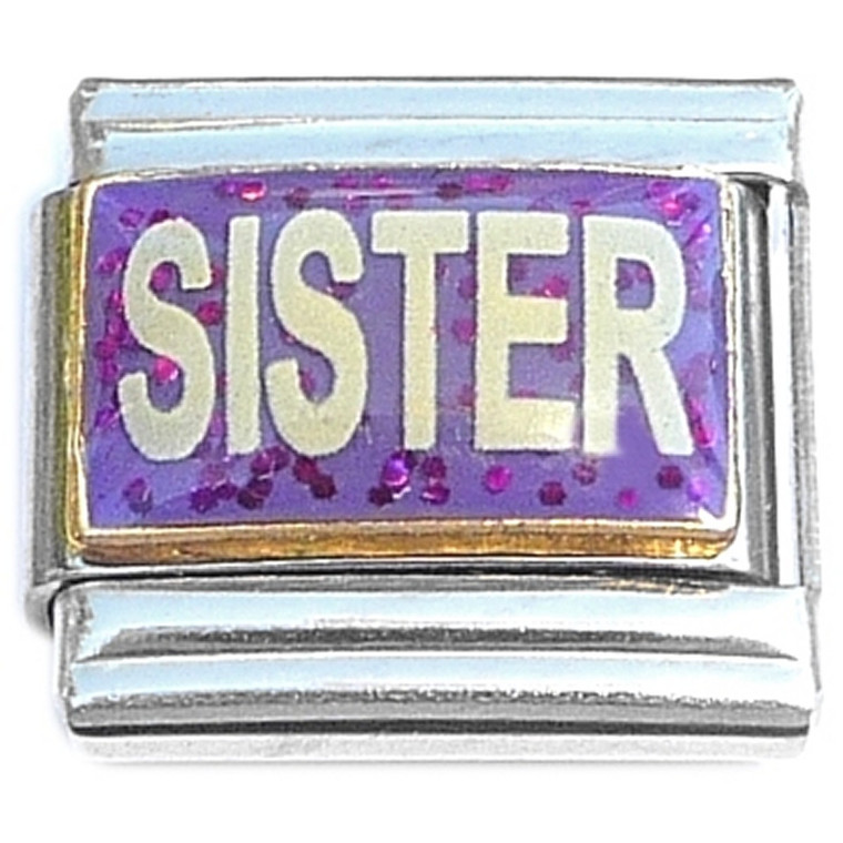 Sister Purple Glitter Italian Charm