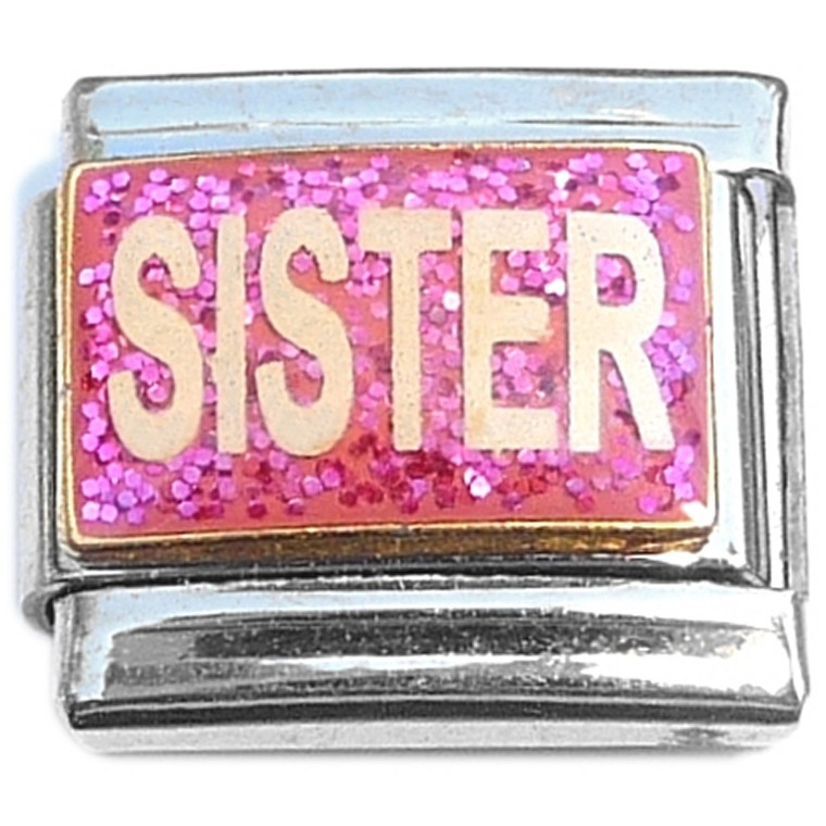 Sister Pink Glitter Italian Charm