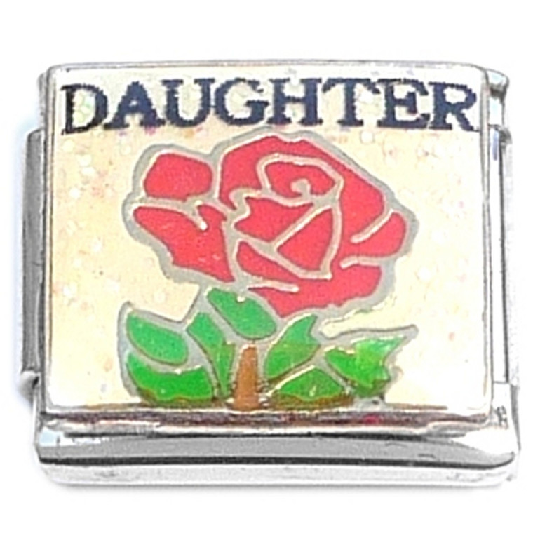 Daughter Red Rose Italian Charm