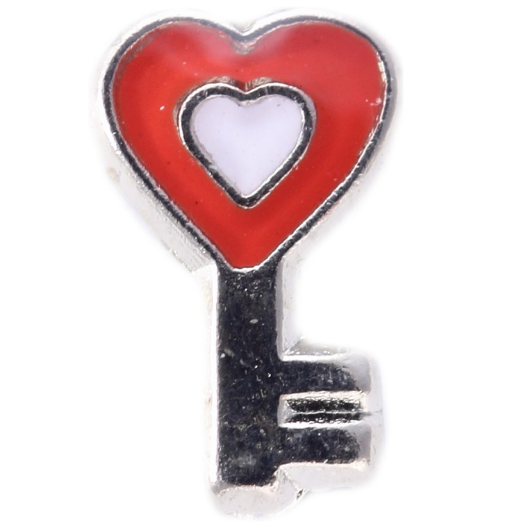 Key With Heart Floating Locket Charm