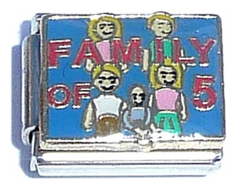 Family of Five On Blue Italian Charm