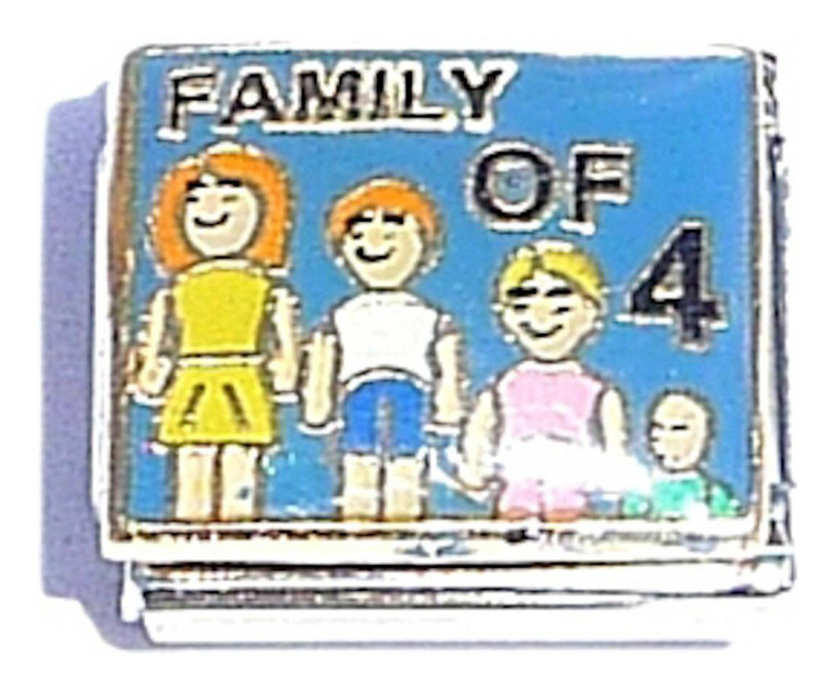 Family of Four On Blue Italian Charm