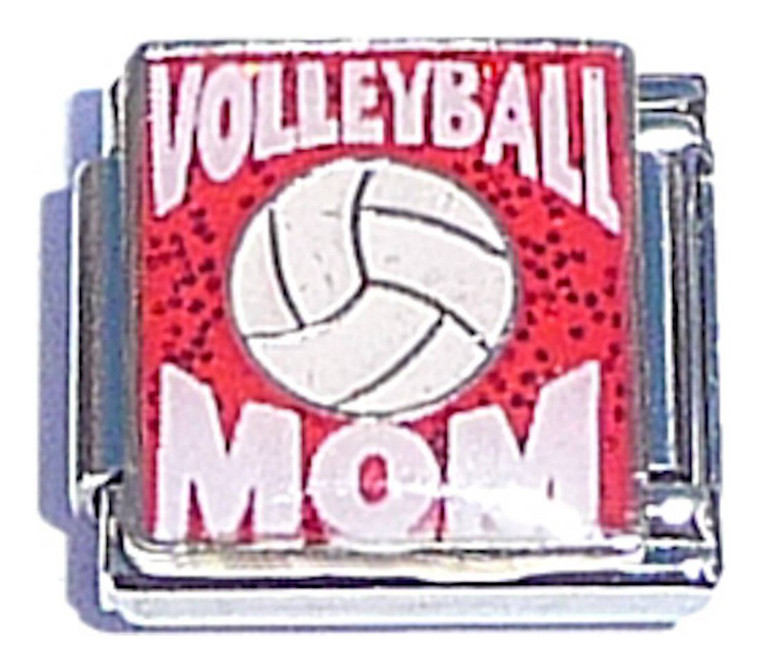 Volleyball Mom On Red Italian Charm