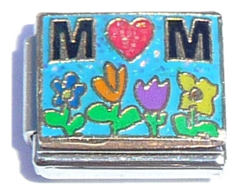 Mom With Heart And Flowers Italian Charm
