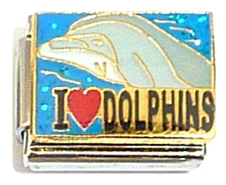 I Love Dolphins Italian Charm