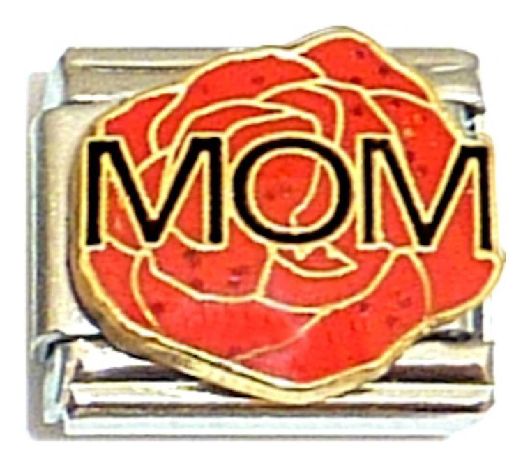 Mom on Red Flower Italian Charm