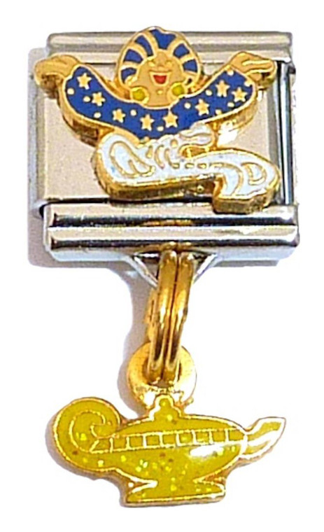 Dangle Blue Genie Yellow Lamp Italian Charm