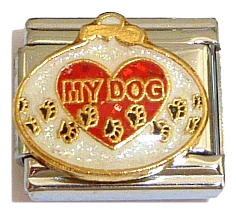 My Dog Heart With Footprints Italian Charm