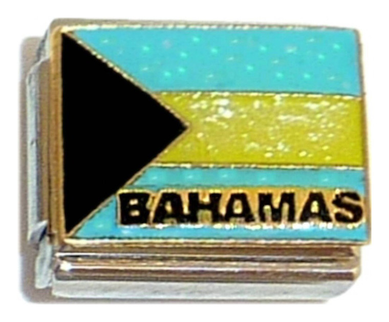 Bahamas Flag With Glitter Italian Charm
